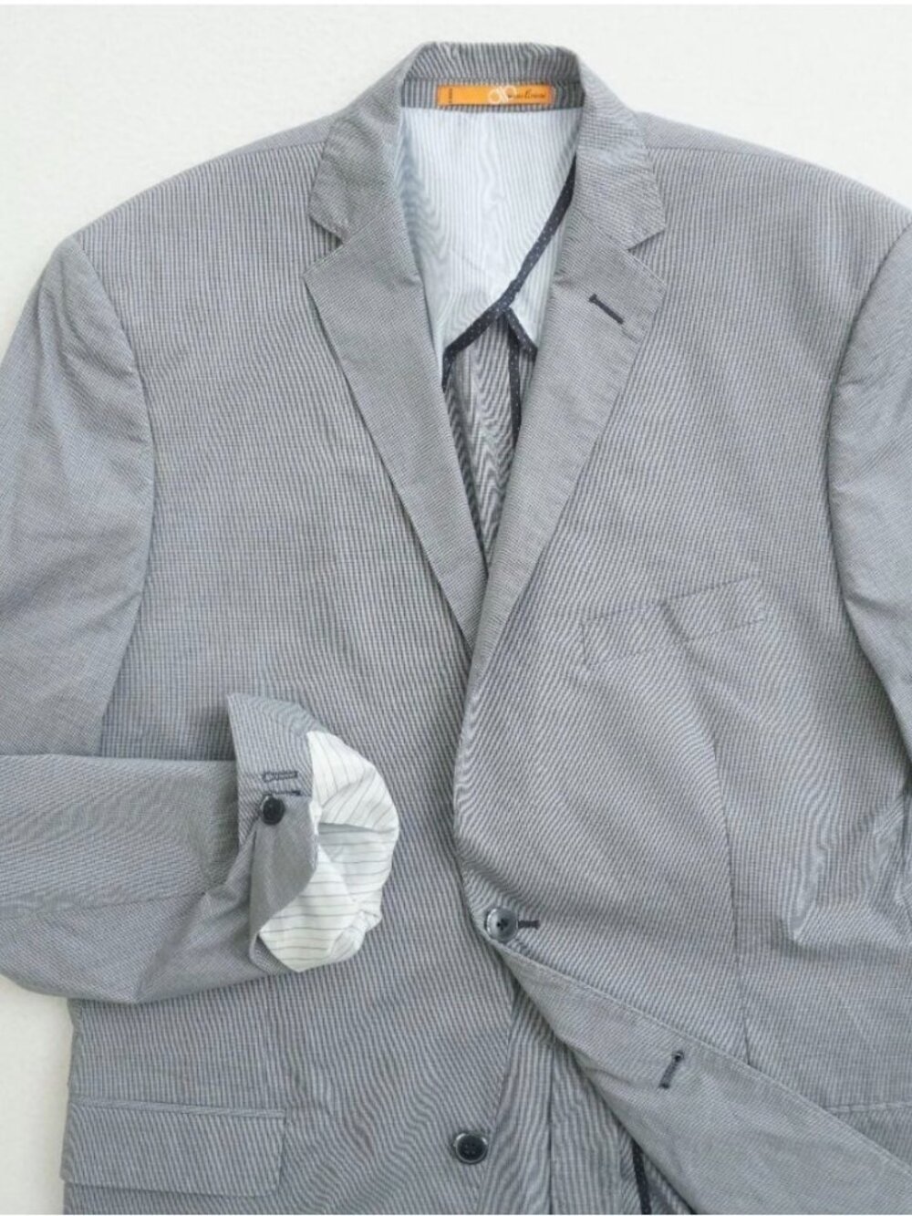 Bianco Brioni 42R Cotton Linen Sport Coat Blue Check Italy